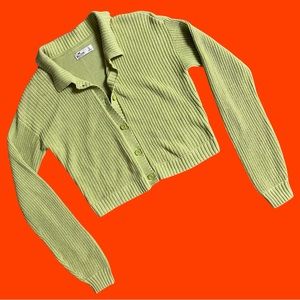 HOLLISTER Cropped Knitted Long Sleeve Cardigan